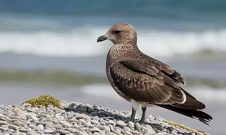Un chileno juvenil vuela sobre la costa patagónica con su plumaje grises y blancos teñido por el salitre y los vientos