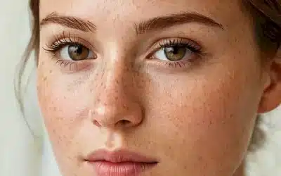 La mujer tiene una expresión pensativa y cansada con una combinación de delicadeza e intensidad en su cara