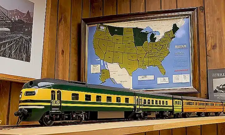 La habitación es un santuario para fanáticos de los trenes con elementos que destacan su pasión como monitores, modelos, libros y calendarios sobre ferrocarriles
