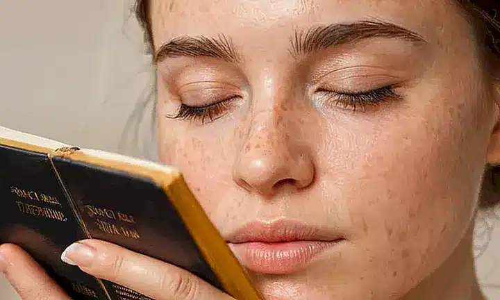 Una mujer rezaba con los ojos cerrados y las manos apretando un libro de oración