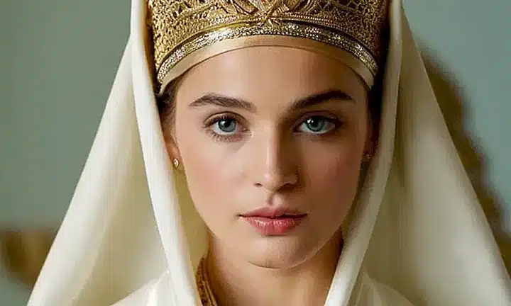 La Virgen María y el ángel Gabriel están representados con detalles delicados en sus rostros y ropas, rodeados de una atmósfera tranquila y serena