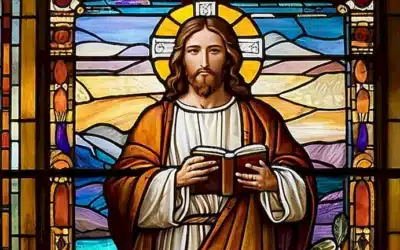 La ilustración representante muestra a Jesús rodeado de una suave luz dorada en un entorno soñador con detalles vírgenes y elaborados de su figura
