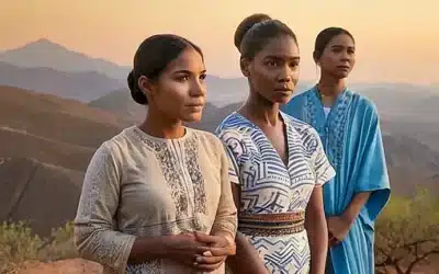 Un grupo diverso de personas rodea a un centro